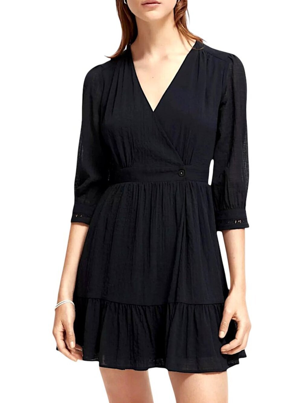 Scotch & Soda Black V-Neck Wrap Mini Dress Classic NWT New 36 and 38 Available